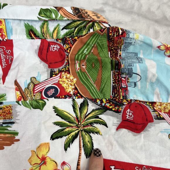 Reyn Spooner St Louis Cardinals Shirt Mens XL Hawaiian AOP Cotton Button Up MLB - Picture 11 of 12